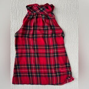J Crew Factory Tartan Tie Neck Tank Top